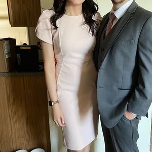 Dusty rose/light pink knee length Calvin Klein size 6 dress. Worn once.